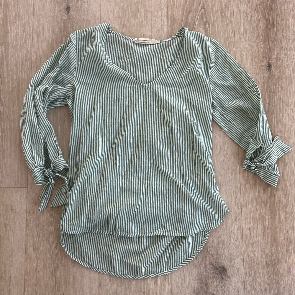 H&M Green Striped Blouse